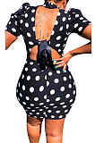 Sexy Wave Point Backless Back Bind Mini Dress ED8025