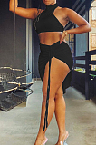 Sexy Women Smoke Plait Bind Pure Color Two-Piece NYZ6008