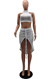 Sexy Women Smoke Plait Bind Pure Color Two-Piece NYZ6008