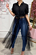 Women Sexy Net Yarn Spliced Pure Color Shirt Dress A8596