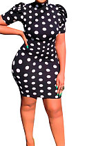 Sexy Wave Point Backless Back Bind Mini Dress ED8025