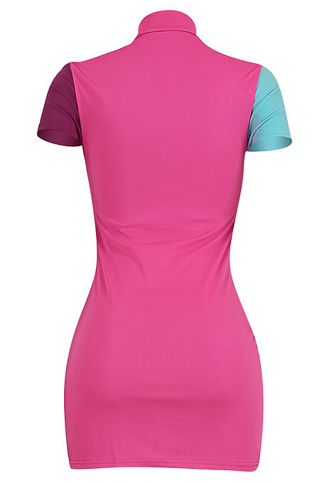 Pure Color Spliced Trendy Casual Mini Dress ED8365