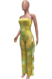 Digital Printing His Trousers Black Fungus Edge Net Yarn Spliced Jumpsuits BN9270