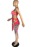 Sexy Fashion Tie Dye Hollow Out Bind Two-Piece LYY9293