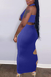 Sexy Pure Colou Hole Hang A Neck Package Hip Dress Two-Piece HHM6512