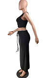 Summer Sexy Women Smoke Plait Bind Sleeveless Long Dress Two-Piece NYZ6002