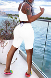 Fashion Cultivate One's Morality One Shoulder Pure Color Two-Piece KY3059