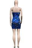 Fashion Print Cultivate One's Morality Boob Tube Top Package Hip Skirt KY3052