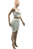 Fashion Cultivate One's Morality One Shoulder Pure Color Two-Piece KY3059