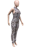 Fashion Cultivate One's Morality Sleeveless Leopard Print Jumpsuits KY3055