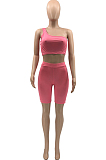 Fashion Cultivate One's Morality One Shoulder Pure Color Two-Piece KY3059