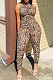 Fashion Cultivate One's Morality Sleeveless Leopard Print Jumpsuits KY3055