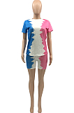 Fashion Color Matching Print Sport Two-Piece KY3062