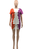 Fashion Color Matching Print Sport Two-Piece KY3062