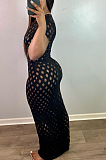 Sexy Hollow Out U Neck Low Bosom Long Dress KY3051