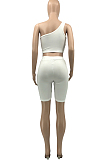 Fashion Cultivate One's Morality One Shoulder Pure Color Two-Piece KY3059