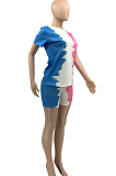 Fashion Color Matching Print Sport Two-Piece KY3062