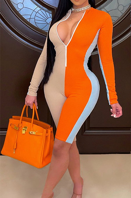 Fashion Joining Together Pit Bar Stretch Jumpsuit QZ4333