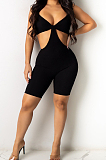 Sexy Pure Color Pit Bar Tight Sling Jumpsuit QZ4334