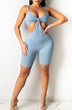 Sexy Pure Color Pit Bar Tight Sling Jumpsuit QZ4334