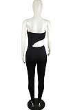 Pure Color Sling Slessless Milk Fiber Jumpsuits QY5050