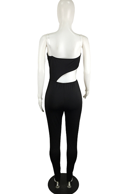 Pure Color Sling Slessless Milk Fiber Jumpsuits QY5050