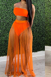WHOLESALE | Fashion Fold Net Yarn Perspective Sexy Boob Tube Top Two-Piece LA3263