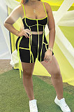 Fashion Women Stripe Spliced Sexy Shorts Sets S6281