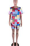 Trendy Sexy Casual Decorative Pattern Short Sleeve Two-Pieces YZL834