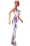 Euramerican Sexy Boob Tube Top Print Flared Trousers Two-Piece PQ8018
