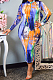 Euramerican Tie Dye Print Long Sleeve Dress PQ8020