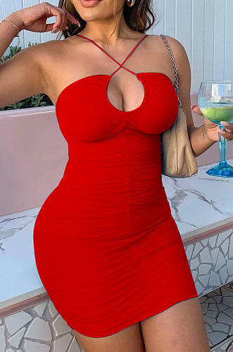 Sexy Cultivate One's Morality Shirred Detail Off Shoulder Sling Dress PQ8033