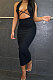 Pure Color Halter Neck Cross Low Collar Backless Long Dress BNB021