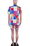 Trendy Sexy Casual Decorative Pattern Short Sleeve Two-Pieces YZL834