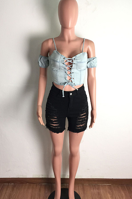 Water Washing Worn Out Sexy Cowboy Shorts LA3261