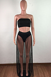WHOLESALE | Fashion Fold Net Yarn Perspective Sexy Boob Tube Top Two-Piece LA3263