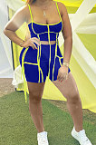 Fashion Women Stripe Spliced Sexy Shorts Sets S6281