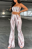 Euramerican Sexy Boob Tube Top Print Flared Trousers Two-Piece PQ8018