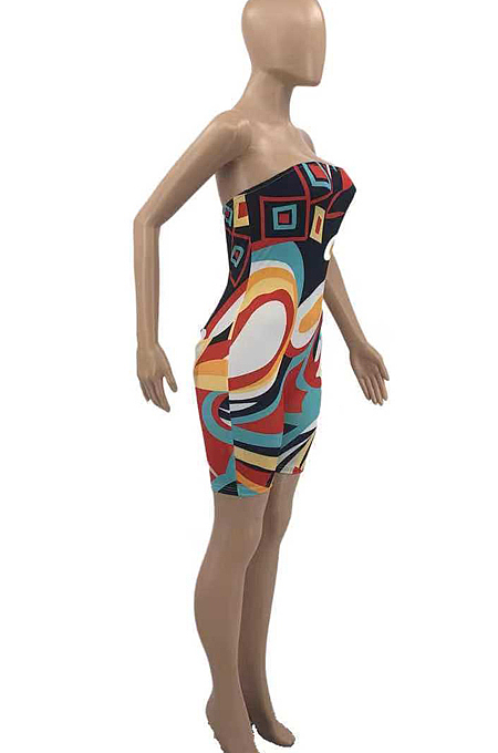 Colorful Print Sexy Cultivate One's Morality Boob Tube Top Jumpsuit PQ8026