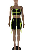 Fashion Women Stripe Spliced Sexy Shorts Sets S6281