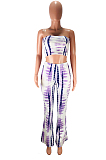 Euramerican Sexy Boob Tube Top Print Flared Trousers Two-Piece PQ8018