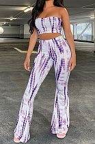 Euramerican Sexy Boob Tube Top Print Flared Trousers Two-Piece PQ8018