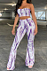 Euramerican Sexy Boob Tube Top Print Flared Trousers Two-Piece PQ8018