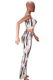 Euramerican Sexy Boob Tube Top Print Flared Trousers Two-Piece PQ8018