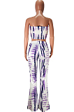 Euramerican Sexy Boob Tube Top Print Flared Trousers Two-Piece PQ8018