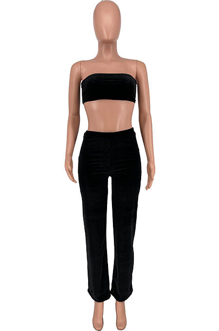 Korea Velvet Boob Tube Top Loose Two-Piece CYY8079