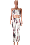 Euramerican Sexy Boob Tube Top Print Flared Trousers Two-Piece PQ8018