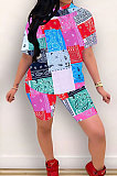 Trendy Sexy Casual Decorative Pattern Short Sleeve Two-Pieces YZL834