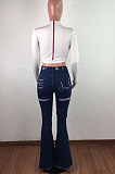High Waist Hurnt Flower Hole Flare Jeans LA3262