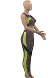 Fashion Casual Deep V Positioning Print Two-Piece PQ8027